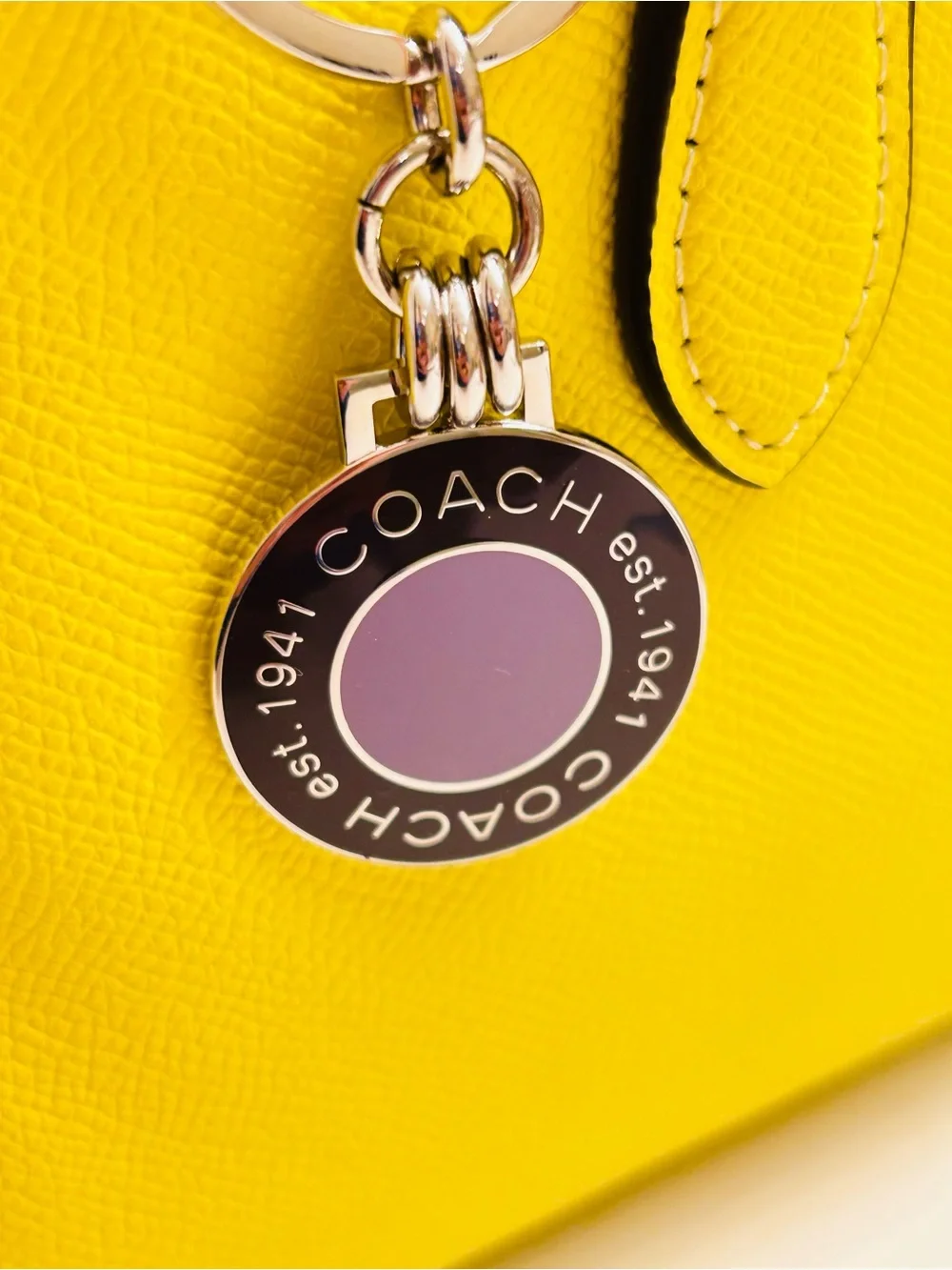RARE Coach Y2K Est. 1941 Purple & Navy Blue Enamel Keychain/ Bag charm